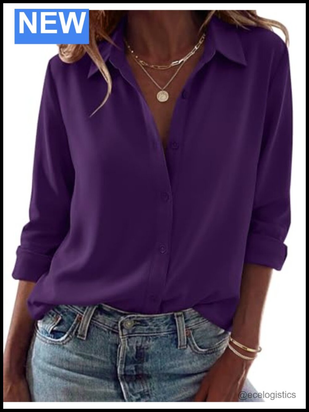 Dressy Casual Button Down Blouse Long Sleeve Collared Shirt Work Outfits